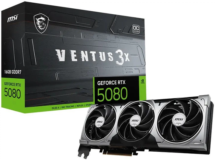 Видеокарта MSI PCI-Ex GeForce RTX 5080 VENTUS 3X OC 16GB GDDR7 (256bit) (2655/30000) (HDMI, 3 x DisplayPort) (912-V531-680) (4711377423779) - изображение 7