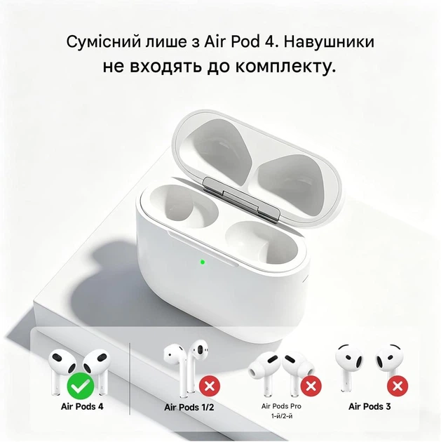 Зарядный кейс для наушников Airpods 4 С беспроводной зарядкой совместимый кейс белый - Фото 3 Зарядный кейс для наушников Airpods 4 С беспроводной зарядкой совместимый кейс белый - изображение 3