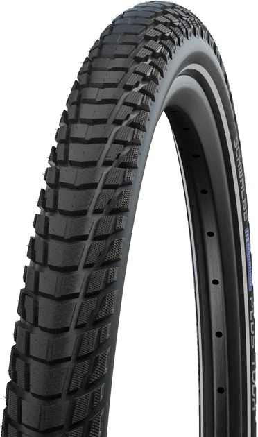 Покрышка Schwalbe Marathon Plus Tour 28x2.15 (55-622), чёрная со светоотражателем - Фото 1 Покрышка Schwalbe Marathon Plus Tour 28x2.15 (55-622), чёрная со светоотражателем - изображение 1