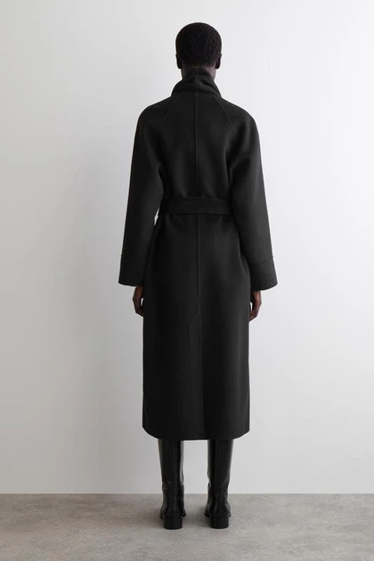 Пальто жіноче COS belted double-faced wool long coat 1288165001 XS Чорний - изображение 4