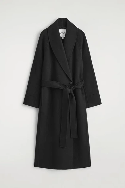 Пальто жіноче COS belted double-faced wool long coat 1288165001 XS Чорний - изображение 6
