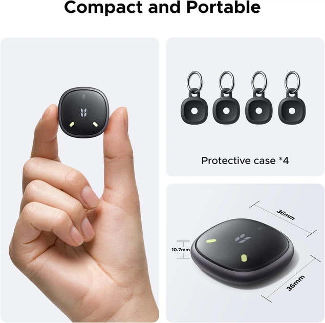 Поисковый брелок UGREEN FT207 FineTrack Mini Duo 2 GPS-трекер, интеллектуальный Bluetooth-локатор предметов для iOS (Apple Find My) и Android (Find Hub), бирка для защиты от потери сумок и ключей Black (85677) - Фото 4 Поисковый брелок UGREEN FT207 FineTrack Mini Duo 2 GPS-трекер, интеллектуальный Bluetooth-локатор предметов для iOS (Apple Find My) и Android (Find Hub), бирка для защиты от потери сумок и ключей Black (85677) - изображение 4