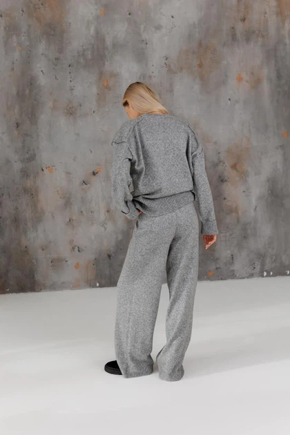 Жіночі в'язані брюки TANGO ART KNIT Сіра перлина, S-M 044042 - зображення 8