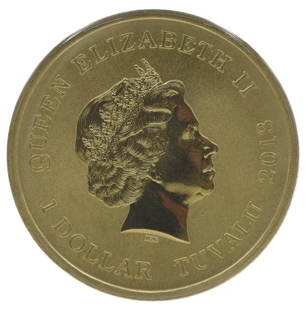 Монета Тувалу 1 доллар 2013 UNC Птица - Зеленая птица-кошка - изображение 2