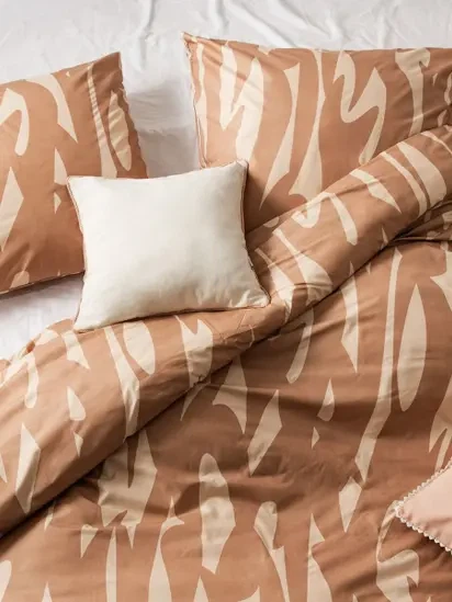 Komplet pościeli Homla Taro mikrofibra Poszwa na kołdrę 140 x 200 cm + 1 poszewka na poduszkę 70 x 80 cm Karmelowo-beżowy (5906496767791) - obraz 4