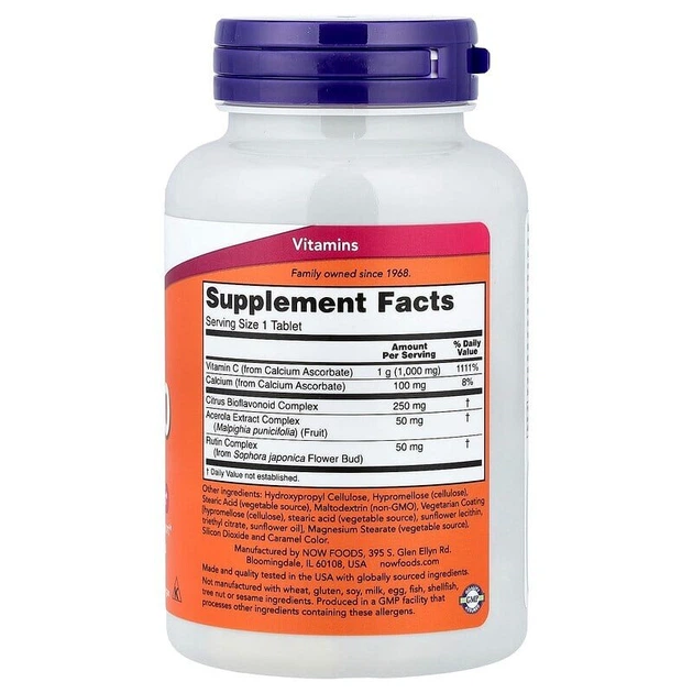 Витамины и минералы NOW Vitamin C-1000 Complex Buffered, 90 таблеток - изображение 2
