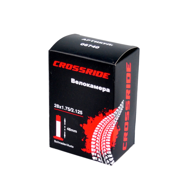Камера для велосипеда Crossride 28x1,75/2,125 AV 48mm - Фото 1 Камера для велосипеда Crossride 28x1,75/2,125 AV 48mm - изображение 1