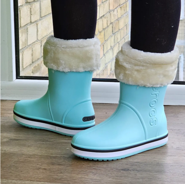 Женские теплые зимние резиновые полусапожки CROCS 36р (23 см) Голубые - изображение 2