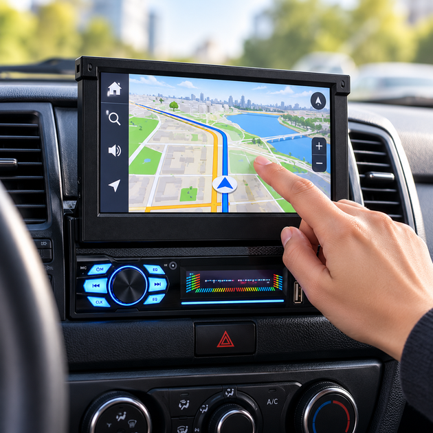 Автомагнитола 1 DIN 7150G с выдвижным сенсорным экраном 7", GPS-навигацией и Bluetooth, 4×60 Вт - изображение 2