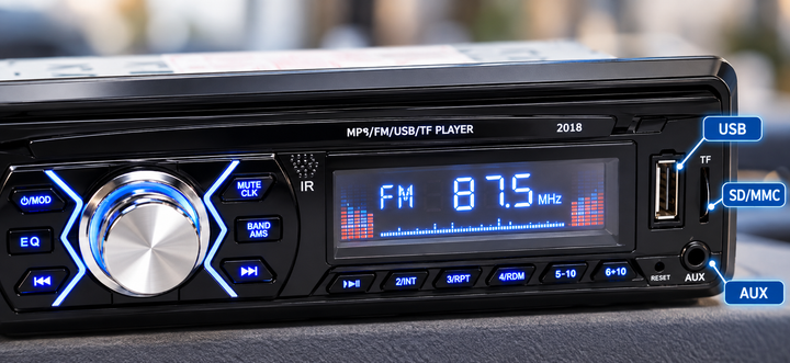 Автомагнитола 2018 1 DIN, USB, SD/MMC, AUX, FM, RGB-подсветка, пульт ДУ - изображение 3