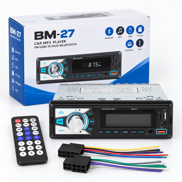 Автомагнитола Boschmann BM-27 1 DIN с Bluetooth, 2xUSB, microSD, AUX и FM - изображение 4