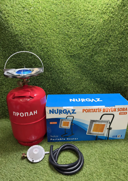Комплект туристичний газовий обігрівач NURGAZ балон 12л INTERTOOL редуктор зі шлангом пальник на балон у подарунок 3.5 кВт - зображення 4