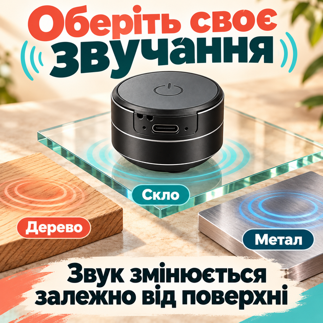 Вибрационная Bluetooth-колонка Hombasing 3 Вт, портативная беспроводная мини-колонка для телефона, планшета и ноутбука с Bluetooth 5.3, магнитом, присоской, аккумулятором и Type-C - изображение 2