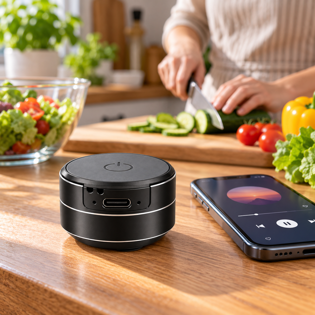 Вибрационная Bluetooth-колонка Hombasing 3 Вт, портативная беспроводная мини-колонка для телефона, планшета и ноутбука с Bluetooth 5.3, магнитом, присоской, аккумулятором и Type-C - изображение 8