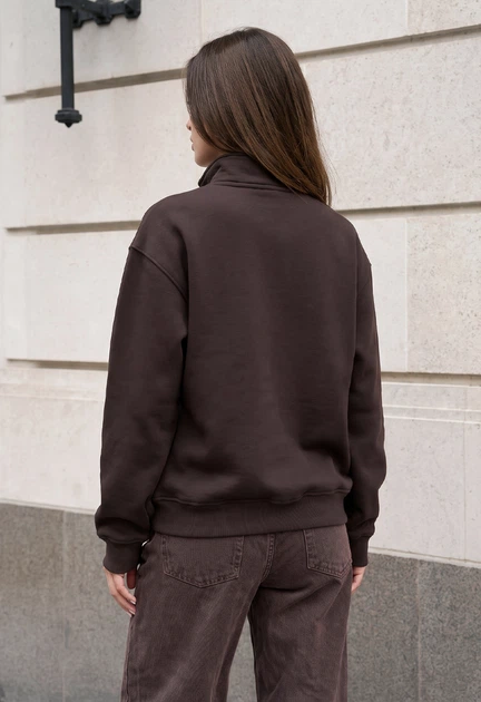 Олімпійка жіноча стаф коричнева оверсайз з флісу утеплена Staff jun brown oversize fleece XS (406769) - Фото 2 Олімпійка жіноча стаф коричнева оверсайз з флісу утеплена Staff jun brown oversize fleece XS (406769) - зображення 2