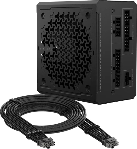 Блок живлення 750 Вт, Corsair RM750e, Black, модульний, 80+ Gold, 12 см, 2xMolex / 6xSATA / 1x16-pin / 3x6+2-pin / 2x4+4-pin / 1x20+4-pin, захист OVP/UVP/SCP/OTP/OPP (CP-9020295-EU) - зображення 5