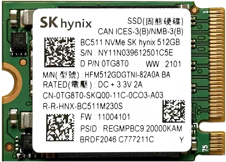Накопитель M2 2230 512Gb Hynix BC511 PCI Express 3.0 x4 (HFM512GDGTNI-82A0A) Refurbished - Фото 1 Накопитель M2 2230 512Gb Hynix BC511 PCI Express 3.0 x4 (HFM512GDGTNI-82A0A) Refurbished - изображение 1