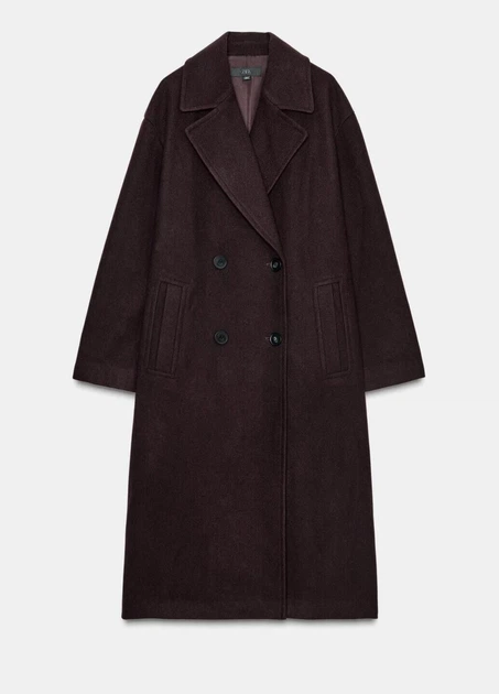 Пальто Zara 18464 Бордовий M (3046) - Фото 4 Пальто Zara 18464 Бордовий M (3046) - зображення 4