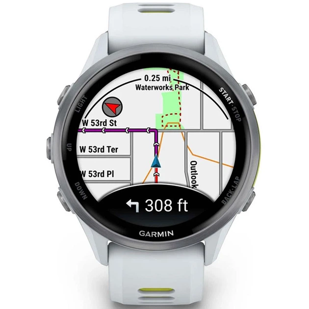 Смарт-годинник Garmin Forerunner 970 з сріблястим титановим безелем та біло-жовтим ремінцем (010-02969-11) Б\К - Фото 6 Смарт-годинник Garmin Forerunner 970 з сріблястим титановим безелем та біло-жовтим ремінцем (010-02969-11) Б\К - изображение 6