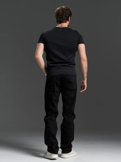 Классические джинсы прямого кроя Regular Fit без потертостей ISSA PLUS GN4-178 34 черные (issa2007682868469) - изображение 3