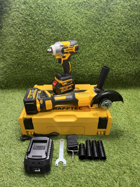 Аккумуляторный набор инструментов 2в1 Krafftec 48V/6Ah Гайковерт для авто Болгарка 10000 об/мин Мощная угловая шлифмашина - изображение 2
