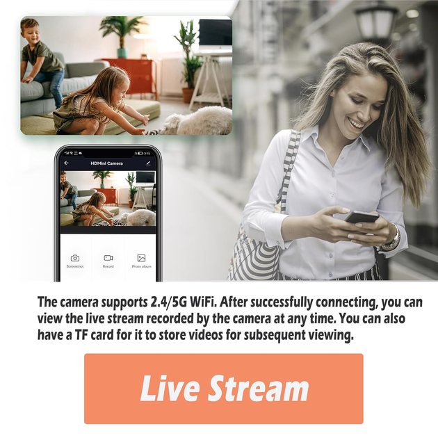 Wi-Fi камера 1080p в корпусе фоторамки YMBZY, обнаружение движения, запись на SD до 64 ГБ, удаленный просмотр, для дома и детей - изображение 5