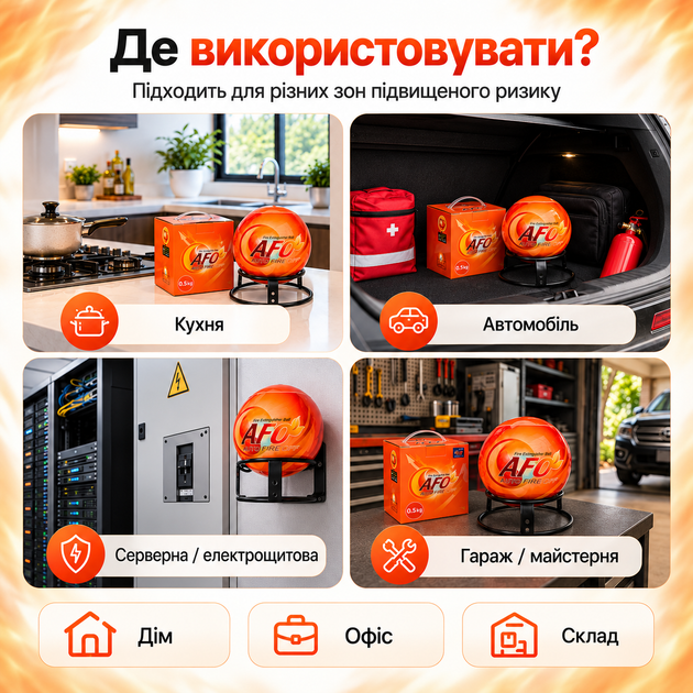 Огнетушитель автоматический AFO Fire Ball 0,5 кг классов A B C E для дома офиса автомобиля и гаража - изображение 5