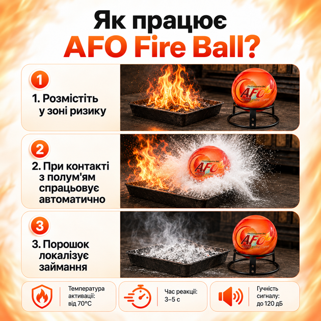 Огнетушитель автоматический AFO Fire Ball 0,5 кг классов A B C E для дома офиса автомобиля и гаража - изображение 6