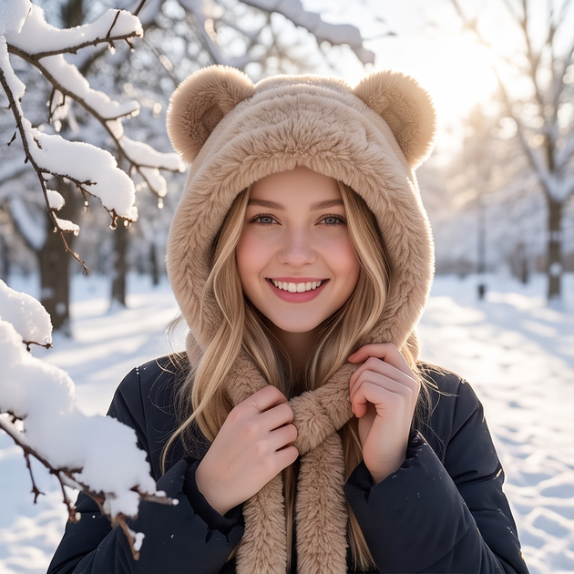 Женская зимняя шапка теплая One Size из искусственного меха для девочек и детей 54-58 см легкая повседневная Бежевый - Фото 3 Женская зимняя шапка теплая One Size из искусственного меха для девочек и детей 54-58 см легкая повседневная Бежевый - изображение 3