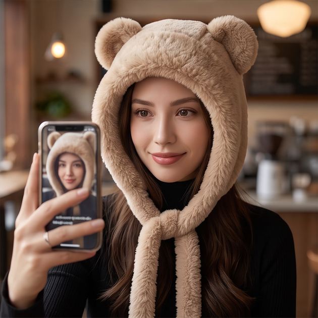 Женская зимняя шапка теплая One Size из искусственного меха для девочек и детей 54-58 см легкая повседневная Бежевый - Фото 5 Женская зимняя шапка теплая One Size из искусственного меха для девочек и детей 54-58 см легкая повседневная Бежевый - изображение 5