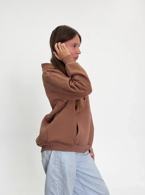 Женское однотонное худи на флисе Pink Daisy Светло-коричневый L (5035/1) - Фото 3 Женское однотонное худи на флисе Pink Daisy Светло-коричневый L (5035/1) - изображение 3