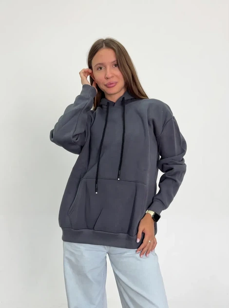 Жіноче однотонне худі на флісі Pink Daisy Темно-сірий XL (5035/1) - Фото 1 Жіноче однотонне худі на флісі Pink Daisy Темно-сірий XL (5035/1) - зображення 1