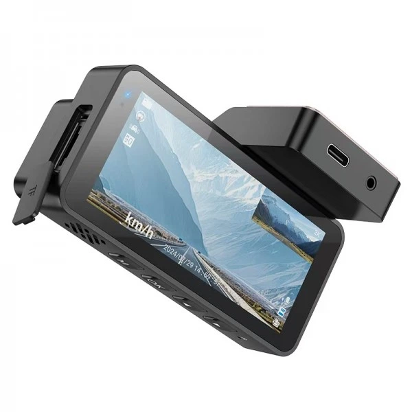 Відеореєстратор HOCO DV12 driving recorder 2K display GPS(with rear camera) Silvery Gray (24135) - Фото 5 Відеореєстратор HOCO DV12 driving recorder 2K display GPS(with rear camera) Silvery Gray (24135) - изображение 5