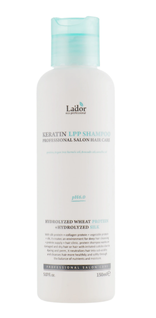 Кератиновый безсульфатный шампунь La'dor Keratin LPP Shampoo 150 мл - Фото 1 Кератиновый безсульфатный шампунь La'dor Keratin LPP Shampoo 150 мл - изображение 1
