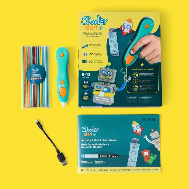 3D-ручка 3Doodler Start Plus для детского творчества Креатив Плюс 72 стержня аккумуляторная - Фото 2 3D-ручка 3Doodler Start Plus для детского творчества Креатив Плюс 72 стержня аккумуляторная - изображение 2