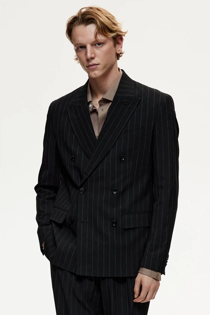 Двобортний піджак regular fit H&M 1254480001c72 52 чорний (100017501) - Фото 1 Двобортний піджак regular fit H&M 1254480001c72 52 чорний (100017501) - зображення 1