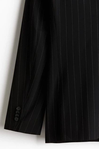 Двобортний піджак regular fit H&M 1254480001c72 52 чорний (100017501) - Фото 7 Двобортний піджак regular fit H&M 1254480001c72 52 чорний (100017501) - зображення 7