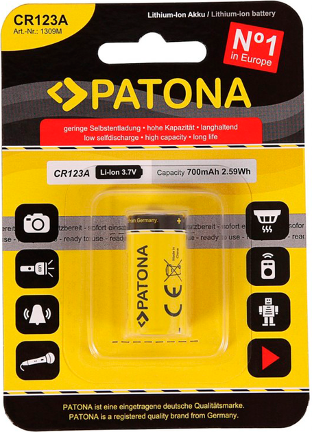 Акумулятор PATONA ICR14500 Li-Ion 3.7 V 700 mAh (4055655211154) - Фото 2 Акумулятор PATONA ICR14500 Li-Ion 3.7 V 700 mAh (4055655211154) - зображення 2
