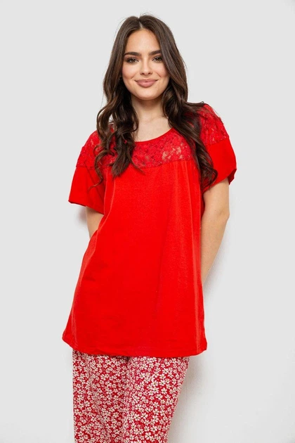 Пижама женская Andi с принтом красный XL- XXL (243R1600-011) - Фото 2 Пижама женская Andi с принтом красный XL- XXL (243R1600-011) - изображение 2