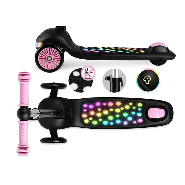 Трехколесный балансировочный самокат Ricokids Glowi черно-розовый (5903890632809) - Фото 4 Трехколесный балансировочный самокат Ricokids Glowi черно-розовый (5903890632809) - изображение 4