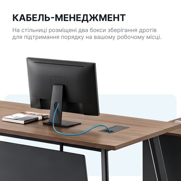 Комп'ютерний стіл OfficePro PG-F20B-16B 75х160 см з тумбочкою Медовий дуб + Темно-сріий - зображення 5