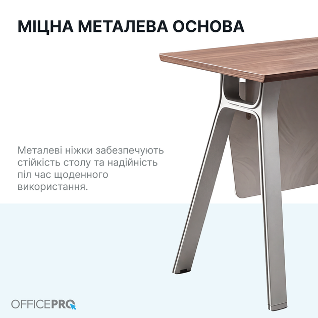 Комп'ютерний стіл OfficePro PG-M24B-12A 60х120 см з тумбочкою Горіховий + Світло-сірий - зображення 7