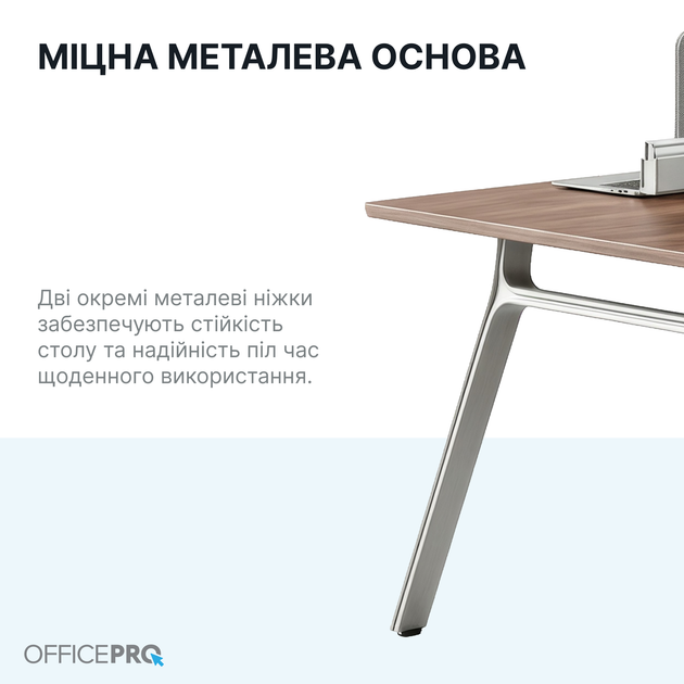 Комп'ютерний стіл двомісний OfficePro PG-M24A-2A-14 108х140 см з тумбочками Горіховий + Світло-сірий - Фото 7 Комп'ютерний стіл двомісний OfficePro PG-M24A-2A-14 108х140 см з тумбочками Горіховий + Світло-сірий - зображення 7