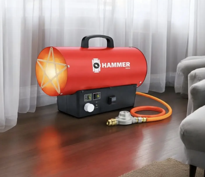 Газовая тепловая пушка HAMMER 25 кВт 850 м³/ч Пьезорозжиг Обогреватель воздуха для гаража склада мастерской теплицы строительства - изображение 5