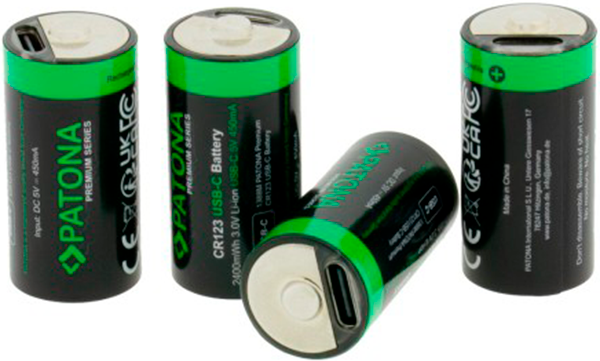 Акумулятор PATONA Premium CR123A 3.7V 450mAh USB-C 4 шт. (4055655235617) - Фото 1 Акумулятор PATONA Premium CR123A 3.7V 450mAh USB-C 4 шт. (4055655235617) - зображення 1