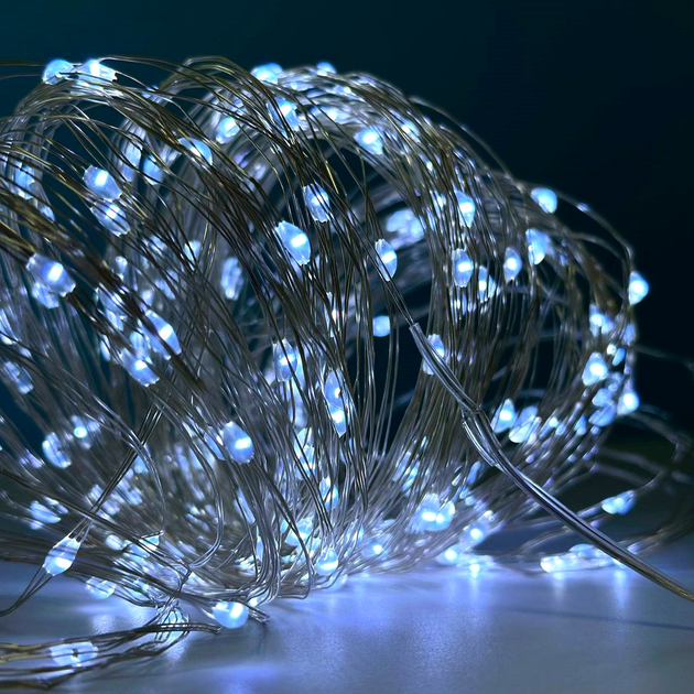 Гірлянда 200 Led 20m від батарейок і USB мідний дріт для прикрашання Білий - зображення 2