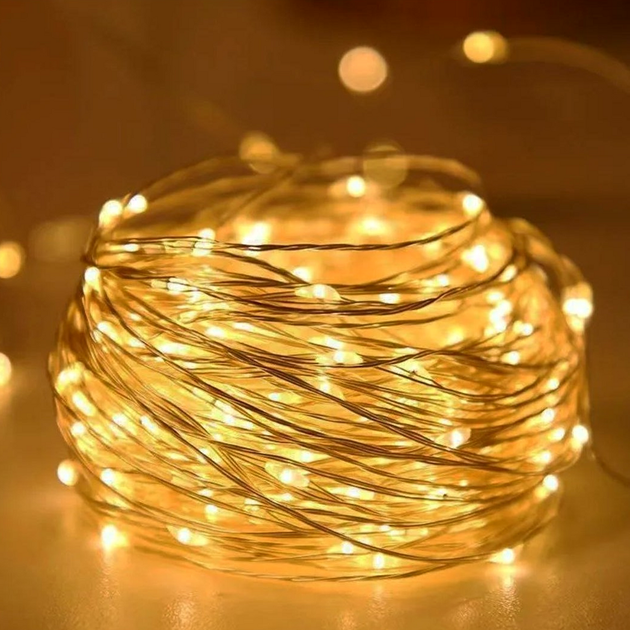 Гірлянда Водоспад 200 Led 3м2м 10 шт. на мідному дроті з пультом Теплий від USB - зображення 7