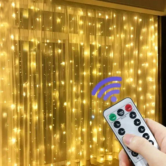 Гірлянда Водоспад 240 Led 3m2m на мідному дроті з пультом USB теплий - зображення 2