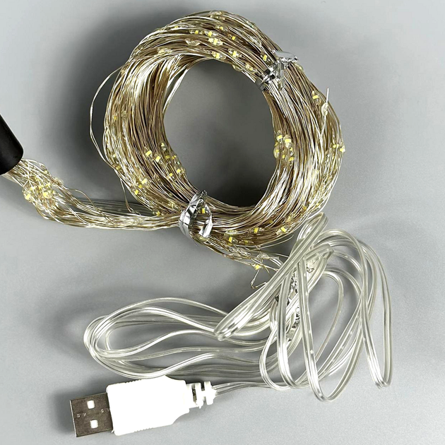 Гірлянда 400 LED 2m 20 pcs USB для прикрашання Кінський хвіст білий - зображення 3