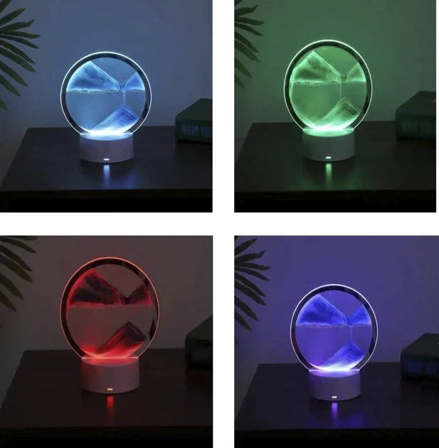 Настільна LED лампа нічник RGB пісочний годинник Картина рухомий пісок USB світильник - зображення 2